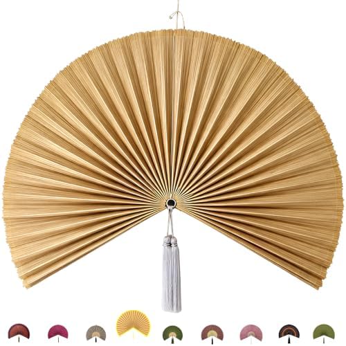 ChumDecor Bamboo Fan Wall Decor, Japanese Wall Fan Decoration, Ivory 40 in by ChumDecor