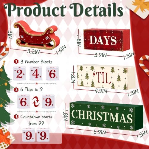 Christmas Countdown Decorations Indoor, Christmas Themed Gifts for Women - Image 3