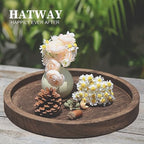 Hatway Wooden Decorative Tray Candle Holder Round Wood Tray Home Decor,Centerpieces Plates for Table centerpieces for CoffeeTable,Christmas Decor - Image 5