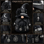 Gothic Witch Gnome Figurine Decor, Resin Witch Statue with Black Rose, Moon & Crystal Accents, Witch Decor for Shelf, Desk & Bookshelf, Dark Academia Home Decor - Image 5
