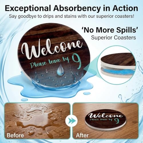 Funny Coasters - House Warming Gifts New Home - Housewarming Gifts for Women, Men, Couple, New Homeowner - Farmhouse Bar Coasters for Drinks with Holder - First Apartment Essentials - Image 3