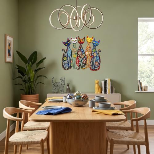 Wesiti Metal Cat Wall Art Decor Colorful Sculptures Mid Century 11.6x10.5 - Image 6
