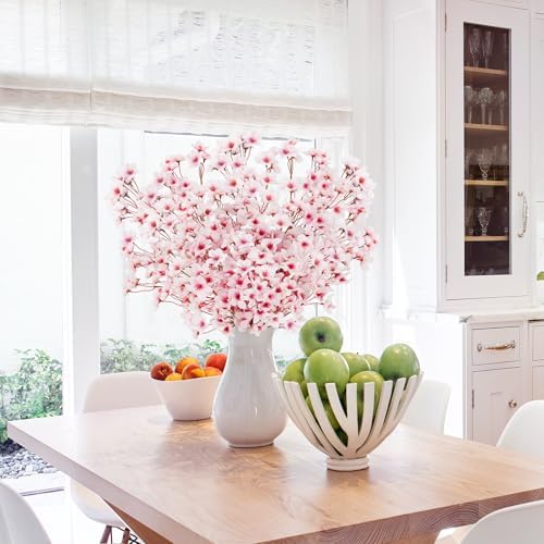 16 Pcs Artificial Silk Cherry Blossom Branches 15.7in for Vase ,Pink Peach - Image 6
