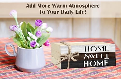 Decorative Books For Home Decor, Wood Book Stack For Table Decor, Home Decor Book For Living Room Mantel, Farmhouse Stacked Books Decorative（L45） - Image 4