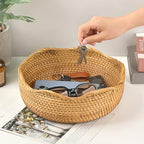 Hipiwe 10.9" Round Key Bowl for Entryway Table Handwoven Rattan Basket Tray - Image 4