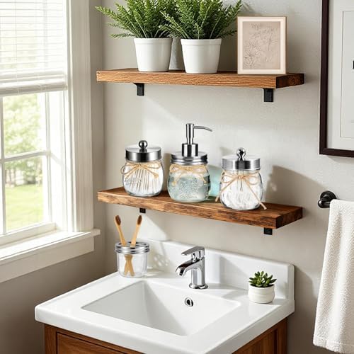 Amolliar Glass Mason Jar Bathroom Accessories Set 4 Pcs (Brushed Nickel) - Image 6