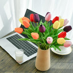 ONLY ART Artificial Multicolor Tulips 20 Pcs – 13.5 Inch PU Faux Flowers with Bendable Stems for Home Décor, Wedding Centerpieces, DIY Floral Arrangements, New Year and Valentine's Day - Image 5