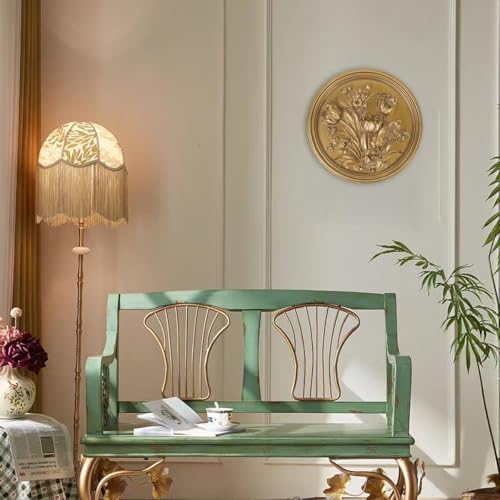 S-MANTIS Vintage Wall Sculpture,Antique Pediment,Hallway Wall Art,Hand Painted Floral Wall Decoration Accent Artworks for Indoor Kitchen Bedroom Living Room Office Outdoor Garden Patio (Antique Gold) - Image 3