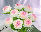 JOONOR 6 Pcs Hand-Woven Roses, Crochet Rose Flower Bouquet, Gradient Pink - Image 4