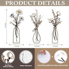 Pigort 3 Pieces Metal Flowers Wall Arts - Rustic Farmhouse Style Décor Metal Wall Art Black Minimalist Flower Natural Themed Wall Decors for Home Bedroom Dining Room Housewarming (Brown) - Image 2