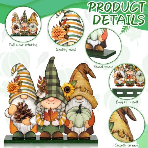 Wenqik 6 Pcs Fall Wooden Table Decorations for Home, Gnome and Truck - Image 4