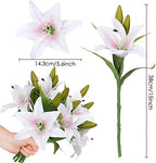 Artificial Tiger Lily Latex Real Touch Flower Home Wedding Party Decor,Pack of 5 (White with red Heart) - Image 2