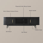 POVISON Fully-Assembled Sliding Tambour Door TV Stand, Mid Century Modern - Image 6
