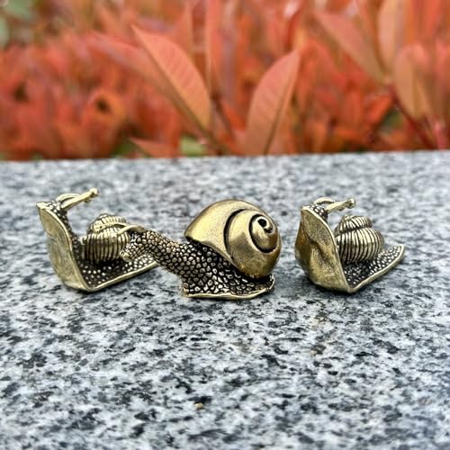 3Pcs Brass Snail Statue Set,Vintage Mini Copper Figurines for Desk Garden - Image 2