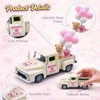 Mini Vintage Metal Truck Decor with Bear and Pink Balloons, 5.7 Inch Farmhouse Pickup Tabletop Decoration, Sweet Birthday Gift for Her, Daughter or Granddaughter, Nursery Shelf Desk and Room Decor - Image 6