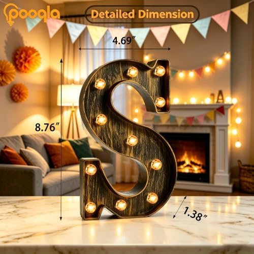Pooqla Vintage Light Up Marquee Letters with Lights – Illuminated Industrial Style Lighted Alphabet Letter Signs - Coffee Bar Apartment Bedroom Wall Home Initials Decor A-Z - Image 4
