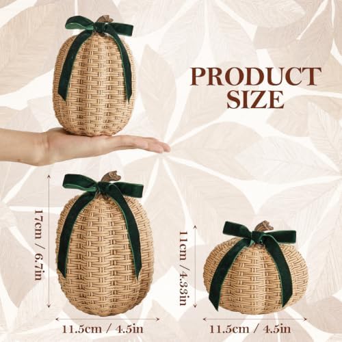 DN DECONATION Fall Pumpkin Decor, Fake Rattan Pumpkin Decorations for Home - Image 4