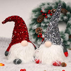Juegoal 12" Lighted Christmas Gnome, Handmade Sequins Hat Scandinavian Swedish Tomte, Light Up Elf Holiday Present, Battery Operated Winter Tabletop Christmas Decorations, 2 Set - Image 5