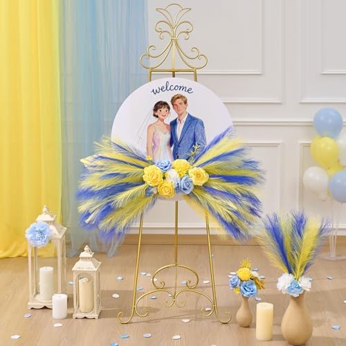 Serwalin 60 Pcs 17.7" Lemon Yellow Faux Pampas Grass Decor for Vase Filler - Image 6