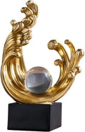 Modern Abstract Decorative Wave Statue, Gold Abstract Art Home Decor,Crystal Ball Art Wave Resin Sculpture, Office Desk Stand, Dining Table Center Decorative Aesthetics(A,Gold) by XYQXYQ