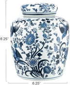 Creative Co-Op Decorative Bird Ceramic Ginger Jar with Lid, Blue and White - Image 2
