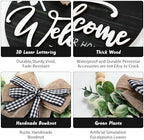 12 Inch 3D Welcome Sign for Front Door- Farmhouse Welcome Door Sign for Front Porch Decor，Wooden Door Decorations Outdoor Hanging Home Signs，Door Wreaths for Front Door Outside All Season - Image 2