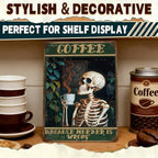 Vintage Coffee Skull Metal Tin Sign Coffee Because Murder Is Wrong Funny Gothic Coffee Bar Wall Decor Retro Skeleton Kitchen Sign for Cafe Home Restaurant Office Spooky Decor 12x8 Inch - Image 5