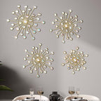 Blulu 4 Pcs Starburst Whimsy Wall Decor, Bling Metal Wall Art by Blulu