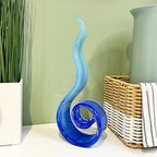 11.4" Tall Hand Blown Glass Sculpture, Murano Style Art Glass Figurine, Modern Coastal Home Decor Accent for Shelf, Table, TV Stand, Living Room Decoration - Image 5