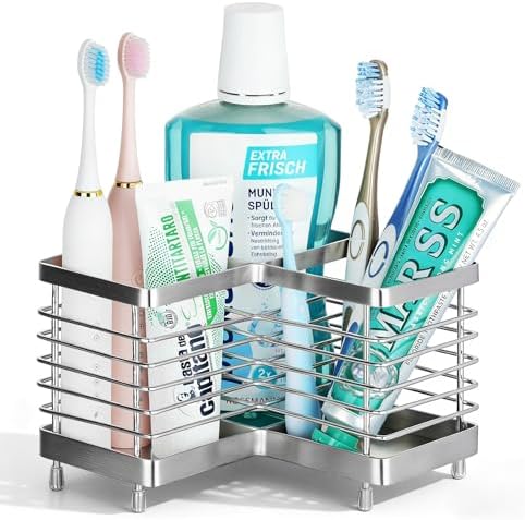 Toothbrush Holders for Bathrooms, Stainless Steel Toothpaste Organizer by MYITYARD