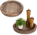 Hanobe Wooden Coffee Table Trays, 2PC Decorative Round Candle Holder Plate by Hanobe