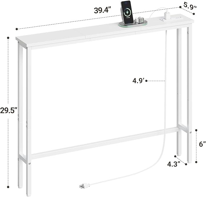 ELYKEN 5.9" Narrow Console Sofa Table - Image 3