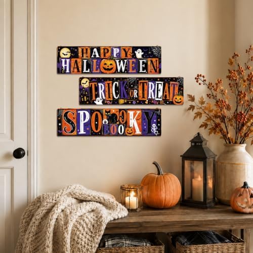 Retro Halloween Sign, Happy Halloween Sign, 3 Pcs Entryway Decor Wall - Image 4
