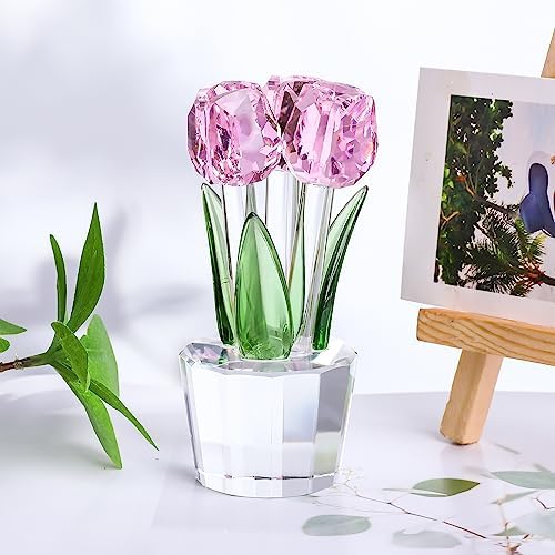 Movdyka Tulips Glass Flowers Crystal Figurines Collectible Art Decor - Image 5