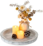 Hanobe Decorative Round Candle Holder Plate, Wood Coffee Table Tray, White by Hanobe