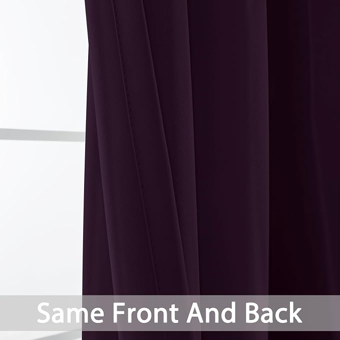 Yakamok Room Darkening Curtains 52x96 inch Length Dark Purple-Living Room | 2 - Image 4