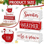 Marsui 4 Pcs Winter Tabletop Decor Red Hot Cocoa Christmas Block Signs - Image 3
