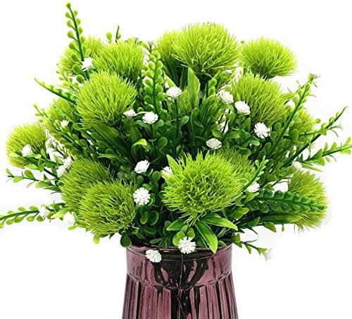 CATTREE Artificial Dandelion Plants, Plastic Flowers Shrubs Bushes Fake Grass Wedding Indoor Outdoor Home Garden Verandah Centerpieces Arrangements Party Decoration Planting Filler - Green 4 Pack by CATTREE