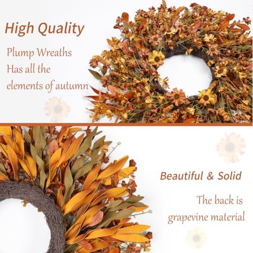 Ghrdopy 24 Inch Fall Wreath Front Door, Artificial Daisy Decor - Image 3