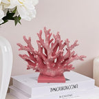 5.8" H Pink Coral Decor - Resin Coral Statue, Nautical Decor for Home, Bedroom, Bathroom, Living Room, Ocean Themed Cabinet Shelf Tabletop Decoration - Image 2