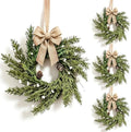 4 Pcs Mini Christmas Hanging Wreaths Artificial Cedar Cypress Pine Greenery with Pine Cones & White Berries Small Rustic Farmhouse Wreath for Cabinets Front Door Porch Window Wall Holiday Winter Decor by Unknown