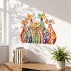Wesiti Metal Cat Wall Art Decor Colorful Sculptural Mid Century 13.78x10.7 - Image 3