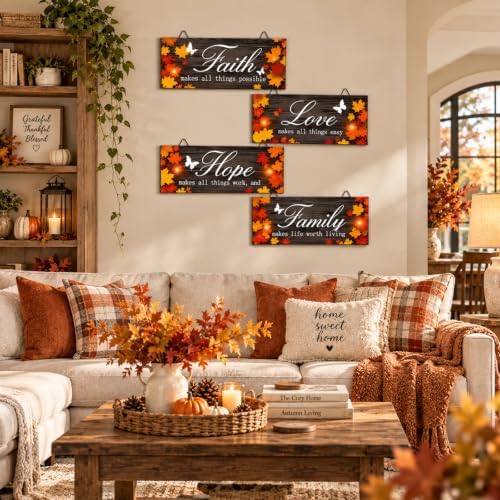 4 Pcs 10 x 4 Inch Fall Decorations for Home Maple Leaf Wall Decor, Black - Image 4