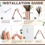 Jexine 4 Pcs Hanging Artificial Planters Wall Decor, Rose Gold, Pampas - Image 3