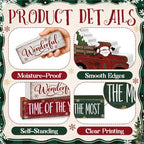 4 Pcs Christmas Table Decorations, Wooden Truck Block Sign Indoor - Image 4