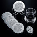 Jetec 6 Pcs Mirrored Glass Coasters with Holder, Bling, Silver, 4 Inch by Jetec
