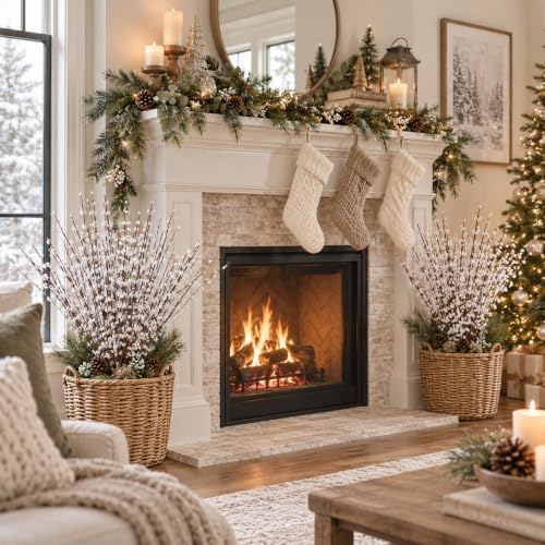 5Pcs White 29.5" Artificial Jasmine Flowers for Christmas DIY Wreath Decor - Image 5
