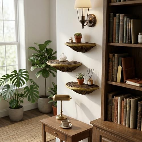 3pcs Cute Mushroom Shelves, Hanging Whimsical Cottage Core Home Wall Decor, Leopard Gecko Tank Accessories (Large) - Image 6