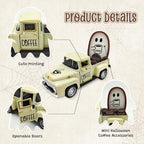 Halloween Coffee Table Decor Coffee Ghost Vintage Metal Truck, Cream - Image 4