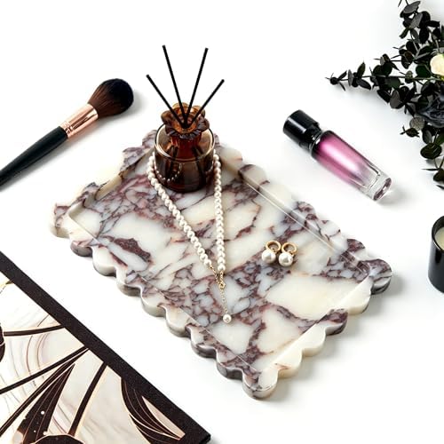 Luxury Natural Scalloped Marble Tray, Elegant Catchall Organizer Home Decor - Image 5